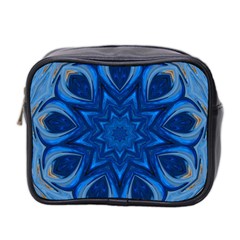 Blue Blossom Mandala Mini Toiletries Bag 2-side by designworld65