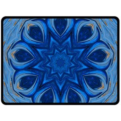 Blue Blossom Mandala Fleece Blanket (large)  by designworld65