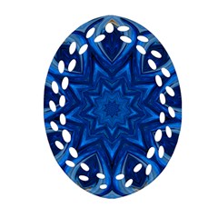 Blue Blossom Mandala Oval Filigree Ornament (2-side)  by designworld65