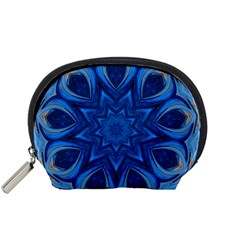 Blue Blossom Mandala Accessory Pouches (small)  by designworld65