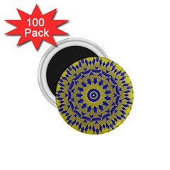 Yellow Blue Gold Mandala 1 75  Magnets (100 Pack)  by designworld65