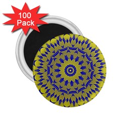 Yellow Blue Gold Mandala 2 25  Magnets (100 Pack)  by designworld65