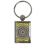 Yellow Blue Gold Mandala Key Chains (Rectangle)  Front