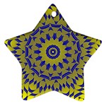 Yellow Blue Gold Mandala Star Ornament (Two Sides)  Front