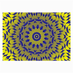 Yellow Blue Gold Mandala Large Glasses Cloth (2-side) by designworld65