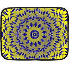 Yellow Blue Gold Mandala Fleece Blanket (mini) by designworld65