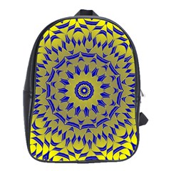 Yellow Blue Gold Mandala School Bags(large)  by designworld65