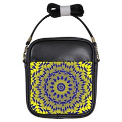 Yellow Blue Gold Mandala Girls Sling Bags by designworld65