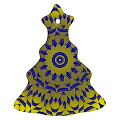 Yellow Blue Gold Mandala Ornament (christmas Tree) by designworld65