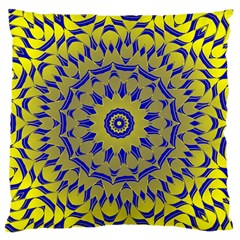 Yellow Blue Gold Mandala Standard Flano Cushion Case (one Side) by designworld65