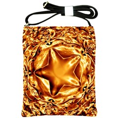 Elegant Gold Copper Shiny Elegant Christmas Star Shoulder Sling Bags by yoursparklingshop