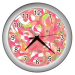 Pink smoothie  Wall Clocks (Silver)  Front