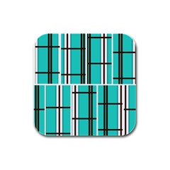 Black And White Stripes                                                                                                          			rubber Square Coaster (4 Pack by LalyLauraFLM