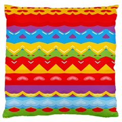 Colorful Waves                                                                                                           	large Flano Cushion Case (two Sides) by LalyLauraFLM