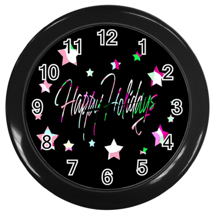 Happy Holidays 5 Wall Clocks (Black)