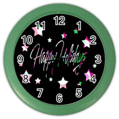 Happy Holidays 5 Color Wall Clocks by Valentinaart