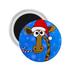 Xmas giraffe - blue 2.25  Magnets