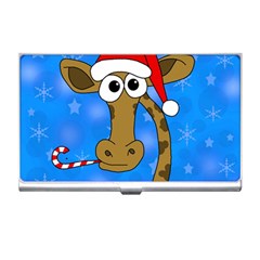 Xmas giraffe - blue Business Card Holders