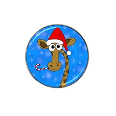 Xmas giraffe - blue Hat Clip Ball Marker (4 pack)