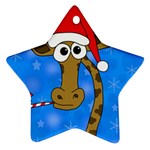 Xmas giraffe - blue Star Ornament (Two Sides)  Front