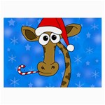 Xmas giraffe - blue Large Glasses Cloth (2-Side) Front