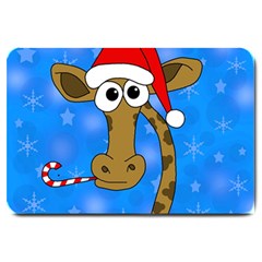 Xmas giraffe - blue Large Doormat 