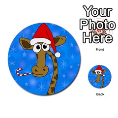 Xmas Giraffe - Blue Multi-purpose Cards (round)  by Valentinaart