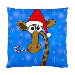 Xmas giraffe - blue Standard Cushion Case (One Side)