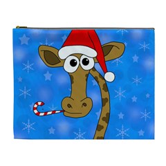 Xmas giraffe - blue Cosmetic Bag (XL)