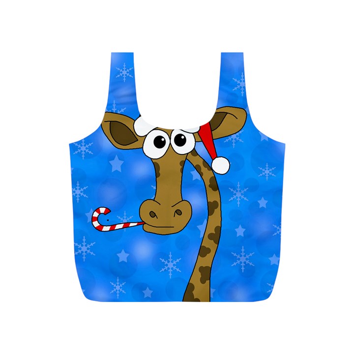 Xmas giraffe - blue Full Print Recycle Bags (S) 
