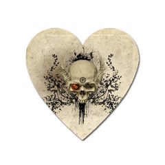 Awesome Skull With Flowers And Grunge Heart Magnet by FantasyWorld7