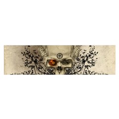 Awesome Skull With Flowers And Grunge Satin Scarf (oblong) by FantasyWorld7