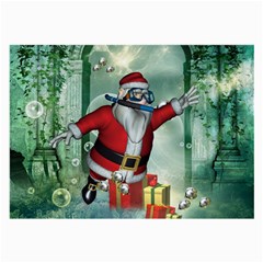 Funny Santa Claus In The Underwater World Large Glasses Cloth by FantasyWorld7