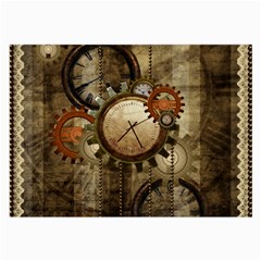 Wonderful Steampunk Design With Clocks And Gears Large Glasses Cloth by FantasyWorld7