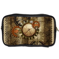 Wonderful Steampunk Design With Clocks And Gears Toiletries Bags 2-side by FantasyWorld7