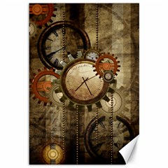 Wonderful Steampunk Design With Clocks And Gears Canvas 12  X 18   by FantasyWorld7