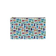 Blue Colorful Cats Silhouettes Pattern Cosmetic Bag (small)  by Contest580383