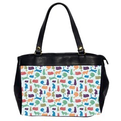 Blue Colorful Cats Silhouettes Pattern Office Handbags (2 Sides) 