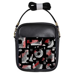Red Shadows Girls Sling Bags by Valentinaart