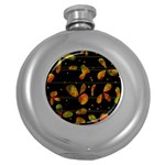 Floral abstraction Round Hip Flask (5 oz) Front