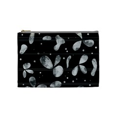 Black And White Floral Abstraction Cosmetic Bag (medium) 