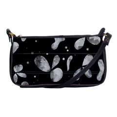 Black And White Floral Abstraction Shoulder Clutch Bags by Valentinaart