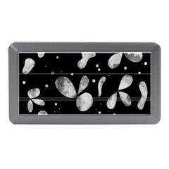 Black And White Floral Abstraction Memory Card Reader (mini) by Valentinaart