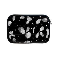 Black And White Floral Abstraction Apple Ipad Mini Zipper Cases by Valentinaart