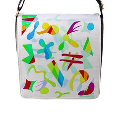 Playful Shapes Flap Messenger Bag (l)  by Valentinaart