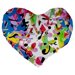 Colorful Pother Large 19  Premium Heart Shape Cushions by Valentinaart