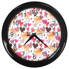 Colorful Cute Hearts Pattern Wall Clocks (Black)