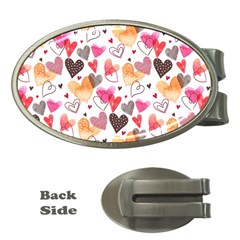 Colorful Cute Hearts Pattern Money Clips (Oval) 