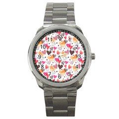 Colorful Cute Hearts Pattern Sport Metal Watch