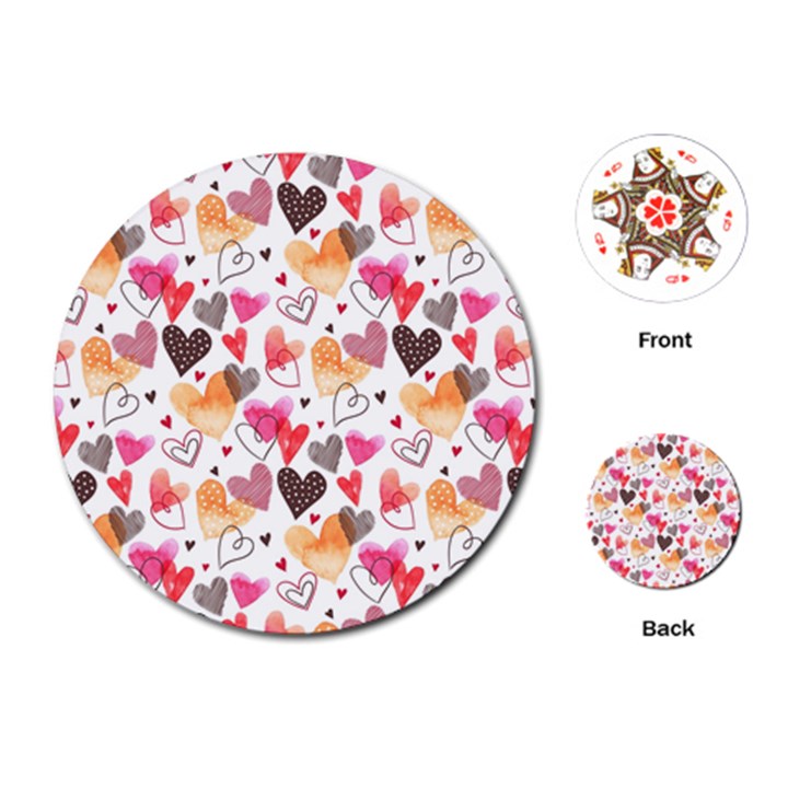Colorful Cute Hearts Pattern Playing Cards (Round) 
